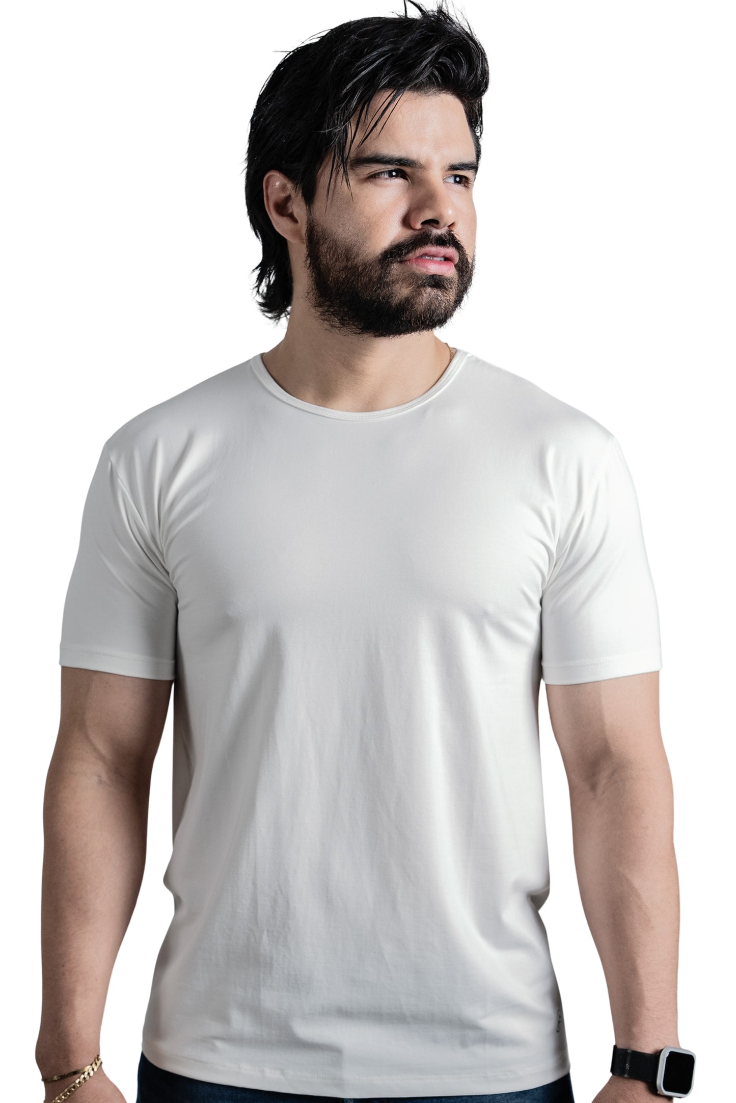 Camisa de fibra de bambú Cuello Redondo Color Blanco