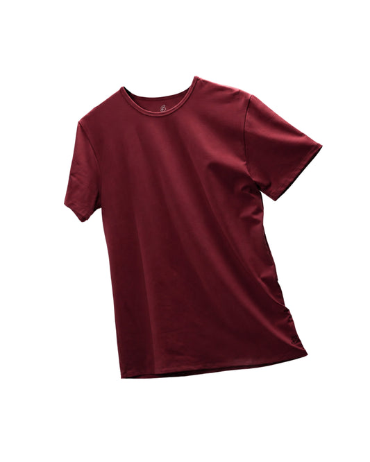Camisa de fibra de bambú Cuello Redondo Color Rojo Vino