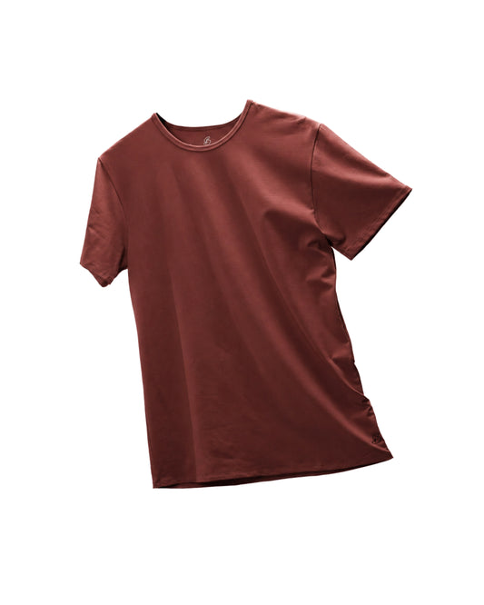 Camisa de fibra de bambú Cuello Redondo Color Ladrillo