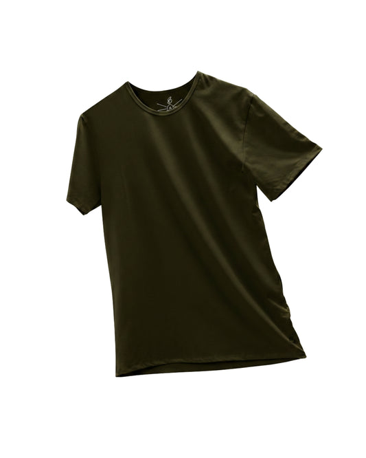 Camisa de fibra de bambú Cuello Redondo Color Verde Oscuro