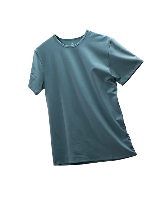Camisa de fibra de bambú Cuello Redondo Color Azul Claro