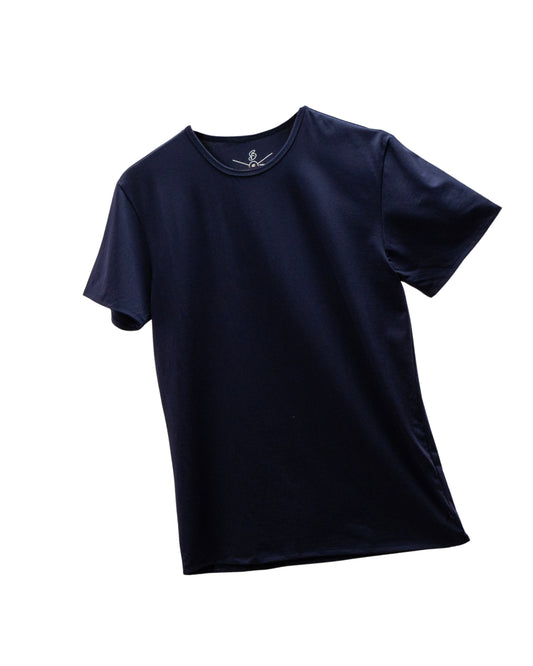 Camisa de fibra de bambú Cuello Redondo Color Azul Marino