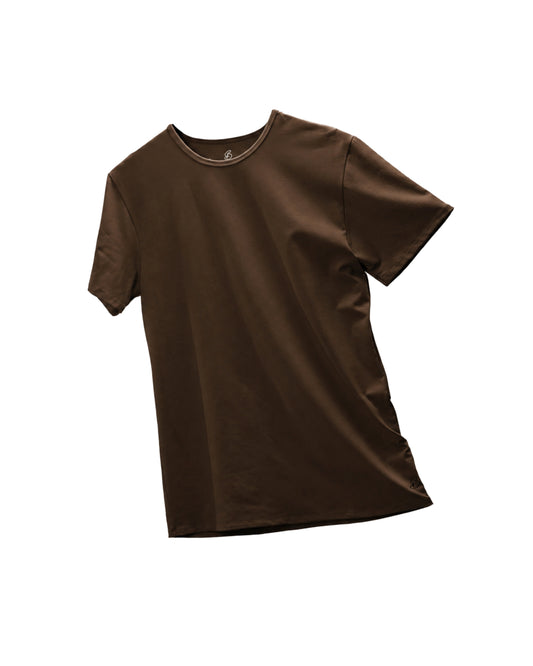 Camisa de fibra de bambú Cuello Redondo Color Cafe