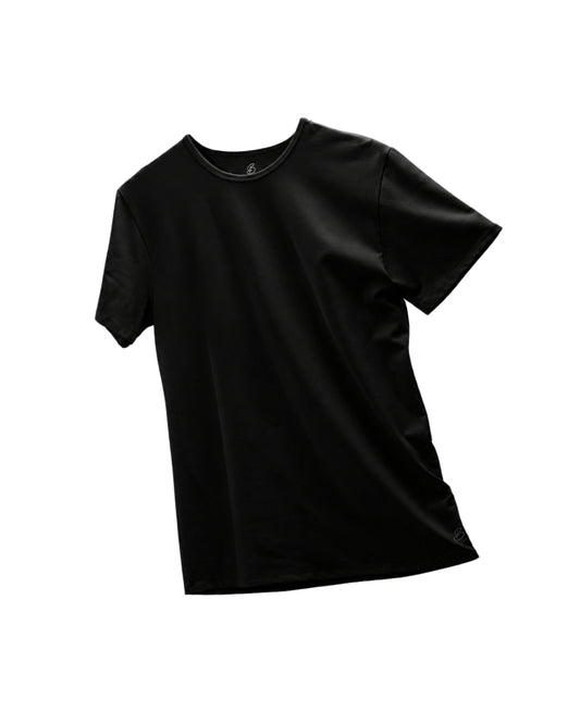 Camisa de fibra de bambú Cuello Redondo Color Negro