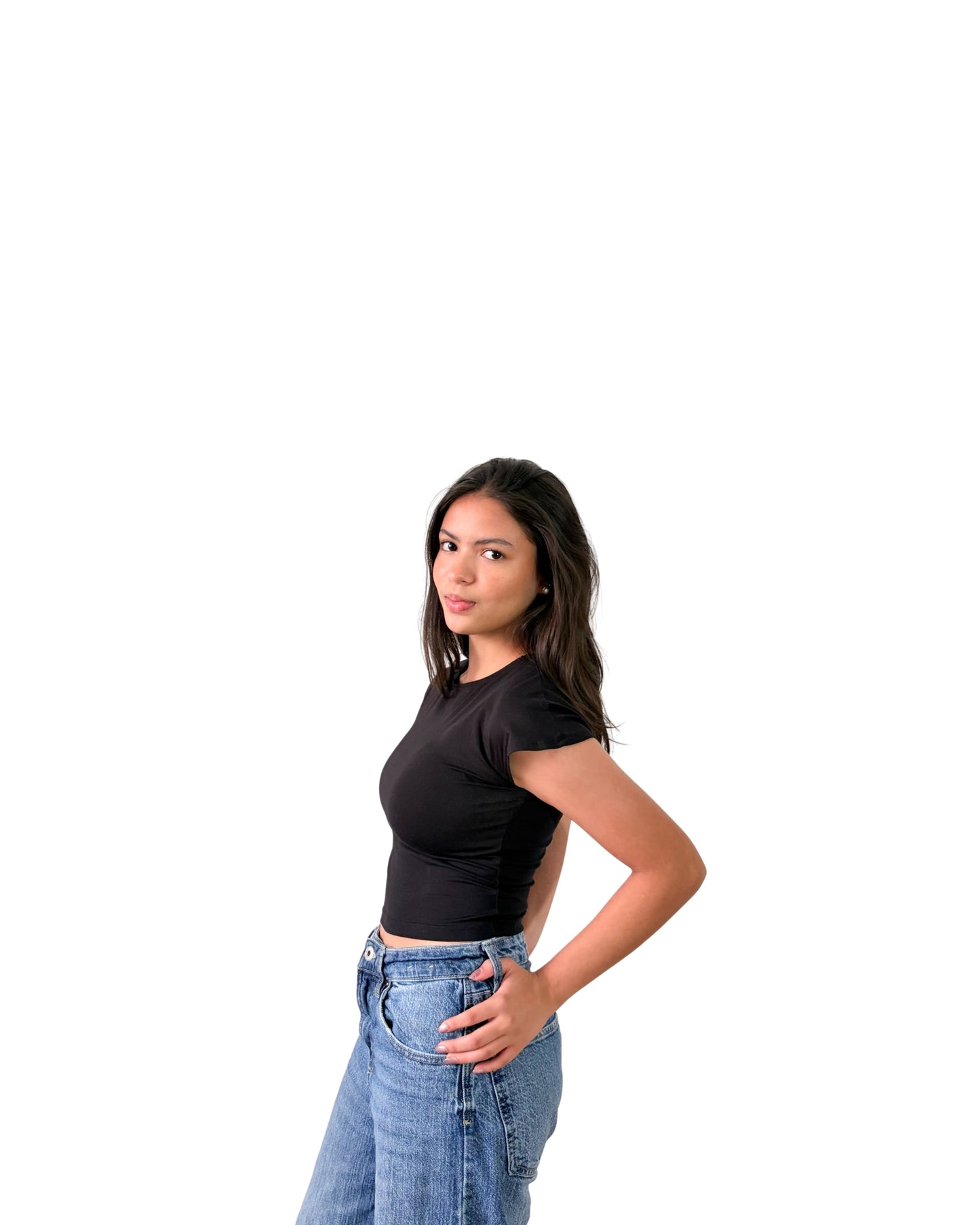 Bamba Bloom Crop Tee Negro