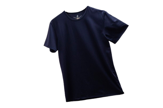 Camisa de fibra de bambú Cuello Redondo Color Azul Marino