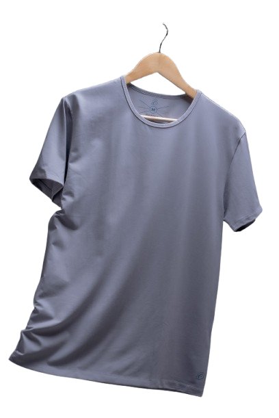 Camisa de fibra de bambú Cuello Redondo Color Gris Claro