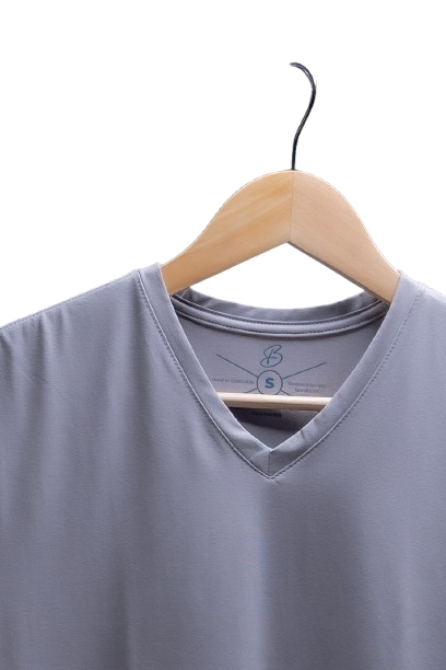 Camisa de fibra de bambú Cuello V color Gris Claro