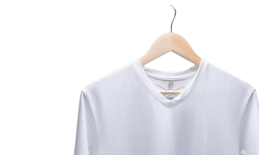 Camisa de fibra de bambú Cuello V color Blanco