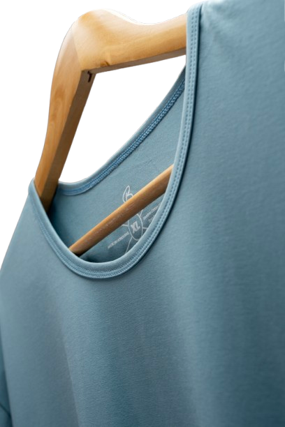 Camisa de fibra de bambú Cuello Redondo Color Azul Claro