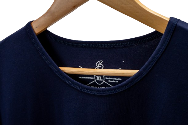 Camisa de fibra de bambú Cuello Redondo Color Azul Marino