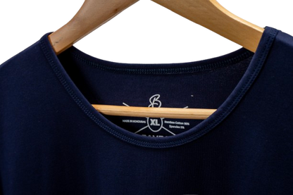 Camisa de fibra de bambú Cuello Redondo Color Azul Marino