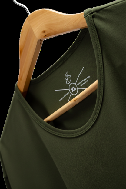 Camisa de fibra de bambú Cuello Redondo Color Verde Oscuro