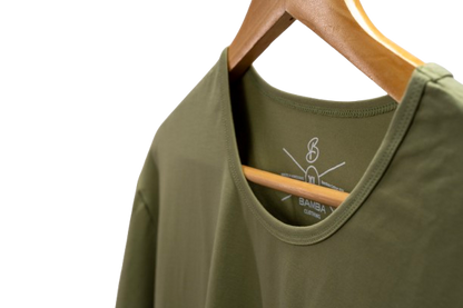 Camisa de fibra de bambú Cuello Redondo Color Verde Claro