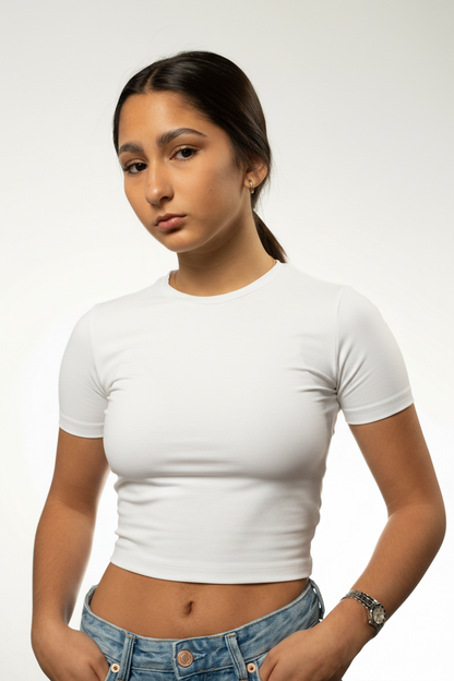 Bamba Bloom Crop Tee Blanco