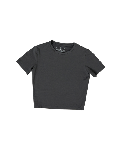 Bamba Bloom Crop Tee Gris Oscuro de Mujer