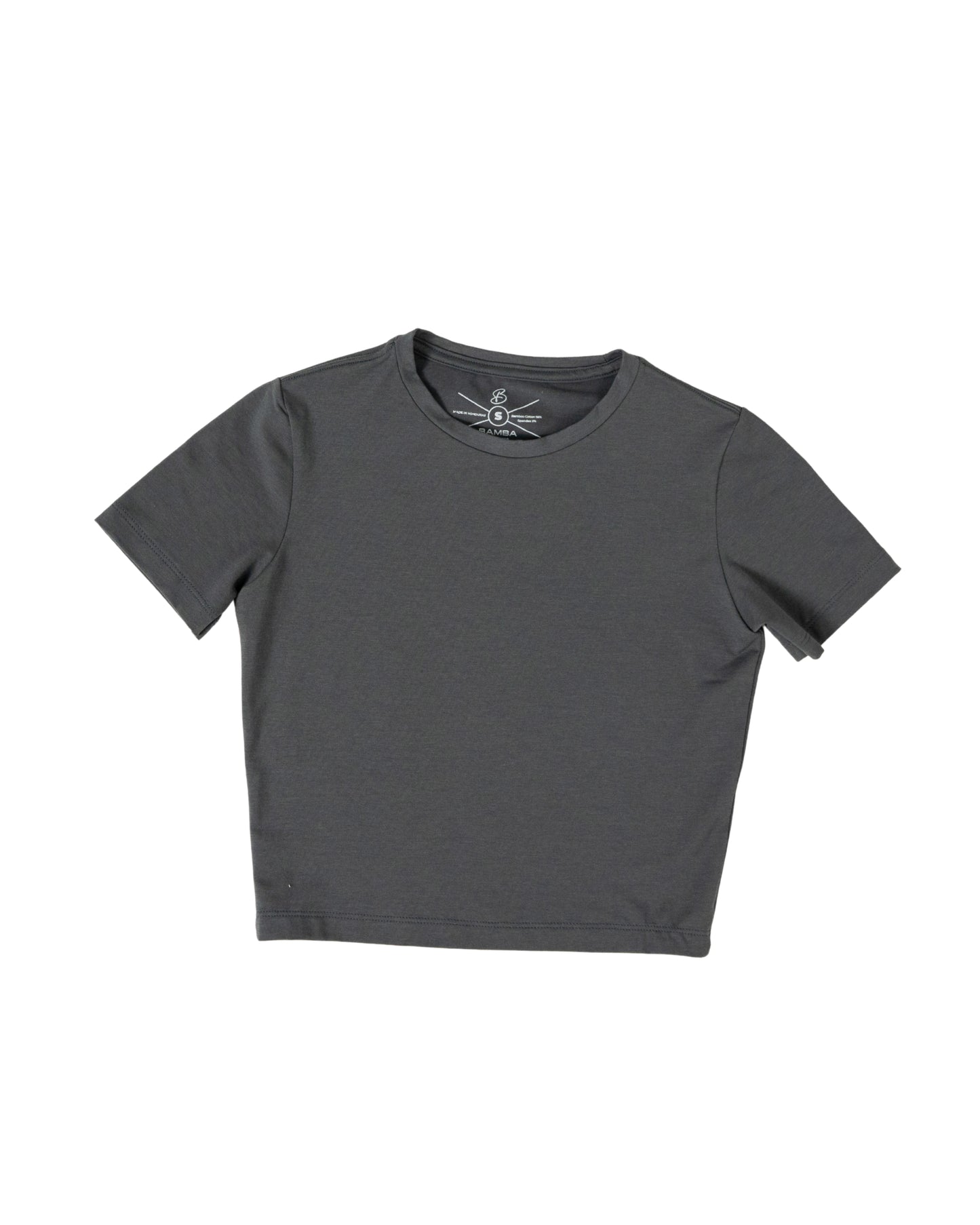 Bamba Bloom Crop Tee Gris Oscuro