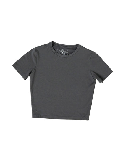 Bamba Bloom Crop Tee Gris Oscuro