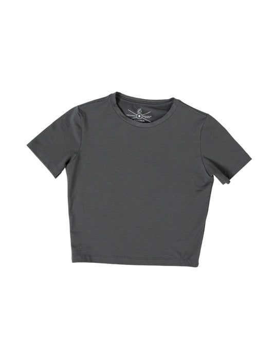 Bamba Bloom Crop Tee Gris Oscuro