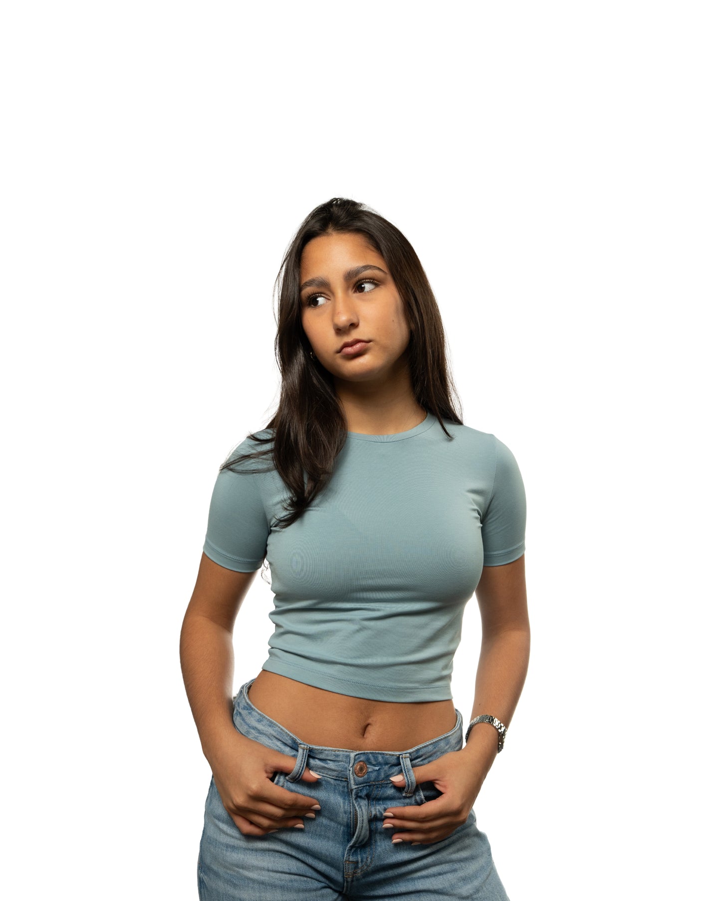 Bamba Bloom Crop Tee Azul Claro