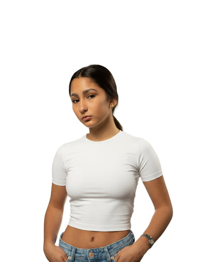 Bamba Bloom Crop Tee Blanca