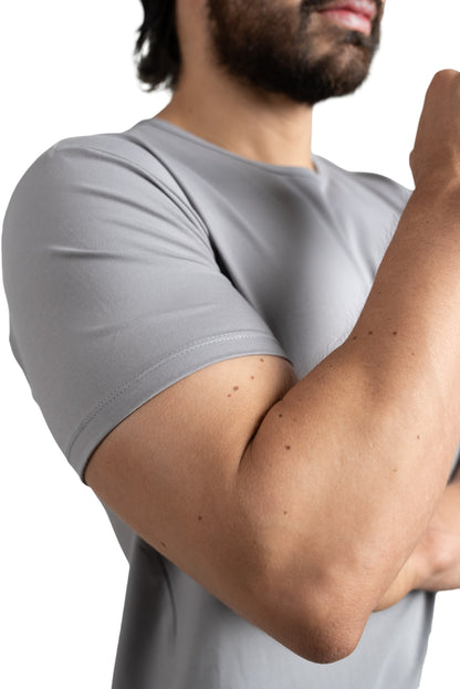 Camisa de fibra de bambú Cuello Redondo Color Gris Claro