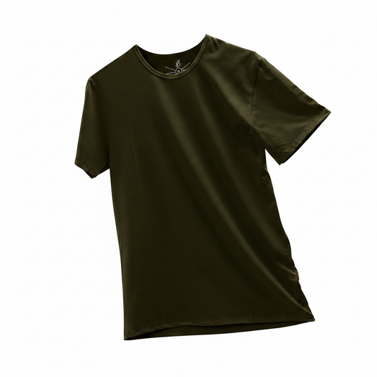 Camisa de fibra de bambú Cuello Redondo Color Verde Oscuro